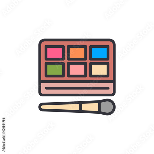 Cosmetic kit colored icons, minimalist vector illustration ,simple transparent graphic element .Isolated on white background