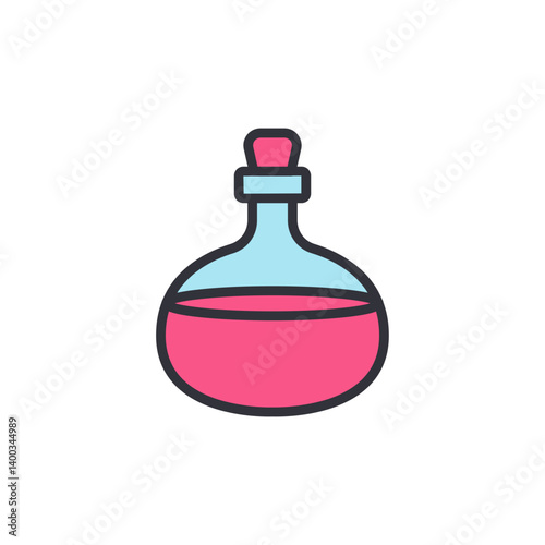 Cosmetic oil colored icons, minimalist vector illustration ,simple transparent graphic element .Isolated on white background