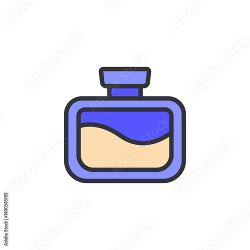 Perfume bottle colored icons, minimalist vector illustration ,simple transparent graphic element .Isolated on white background