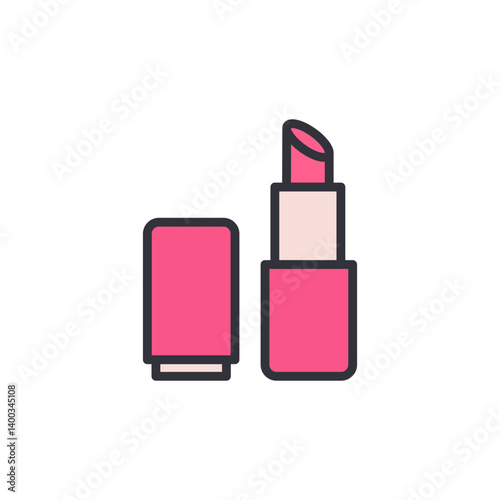 Lipstick colored icons, minimalist vector illustration ,simple transparent graphic element .Isolated on white background