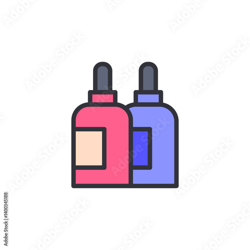 Cosmetic serum colored icons, minimalist vector illustration ,simple transparent graphic element .Isolated on white background