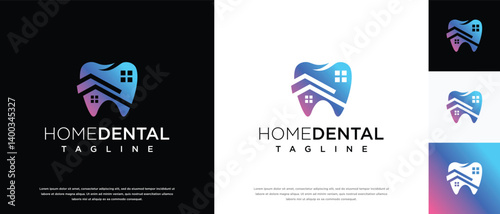dental home clinic logo design template. home logo icon combined with teeth