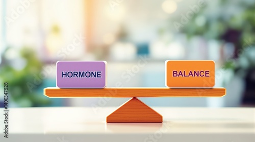 Hormone balance concept on seesaw