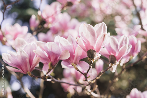 Magnolia blossoms in springtime.
