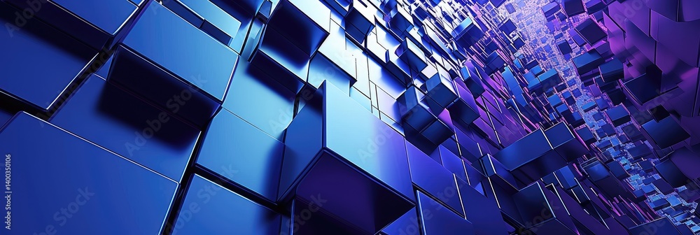Dynamic Blue Cube Abstract
