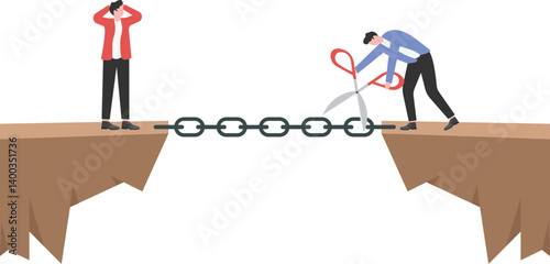 Business people cut the supply chains

