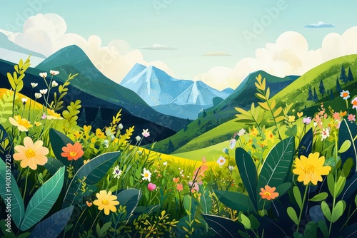 illustration background of a nature landscape