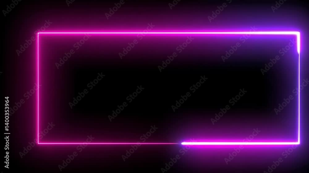 Neon Glow: Abstract Rectangular Frame in Vibrant Pink and Purple Neon Glow: Abstract Rectangular Frame in Vibrant Pink and Purple