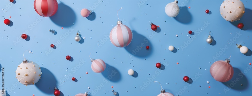 Festive Ornaments on Blue