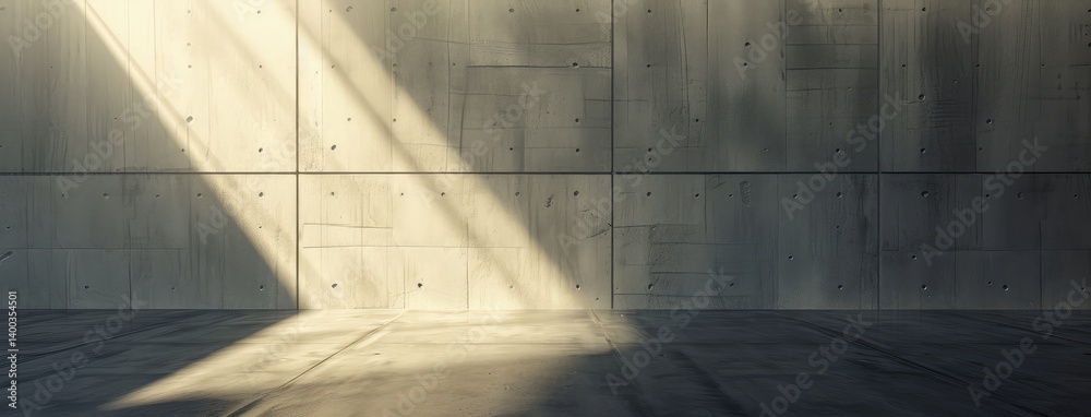 Minimalist Concrete Space with Dramatic Lighting