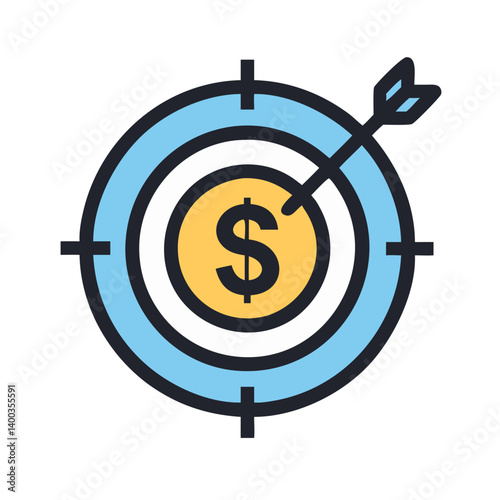 Dollar Target Focus Icon Representing Financial Goals and Investment Strategy