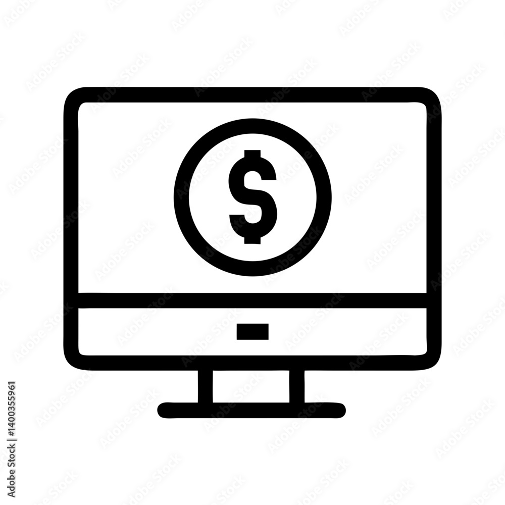 Financial Monitor Display with Dollar Symbol Icon Representing Economic Analysis and Market Monitoring Financial Monitor Display with Dollar Symbol Icon Representing Economic Analysis and Market Monitoring