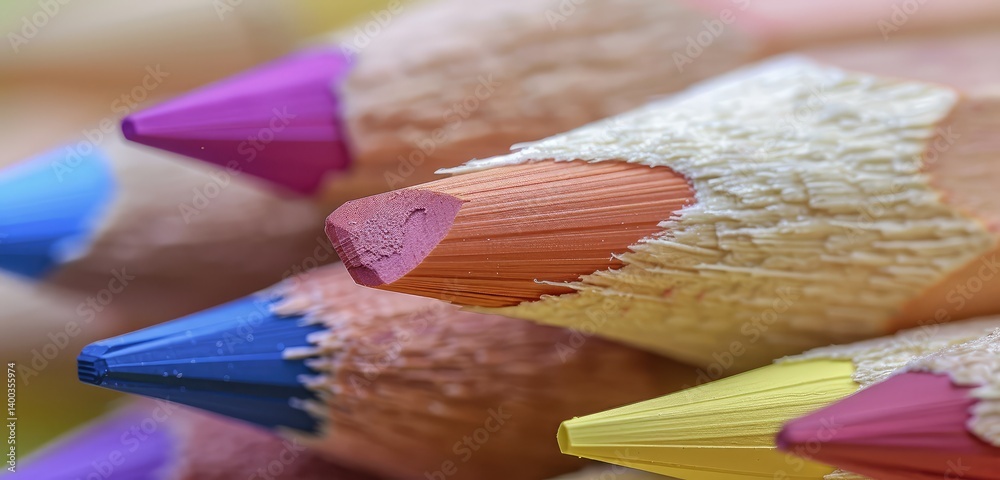 Vibrant Colored Pencils in Close-Up