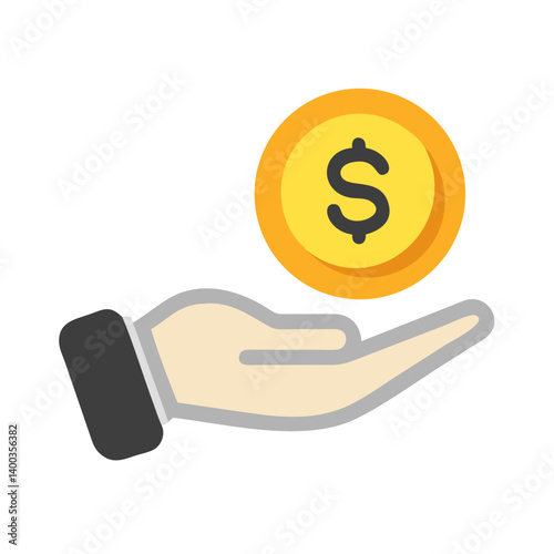 Hand Holding Coin Icon Representing Donation and Charitable Contributions