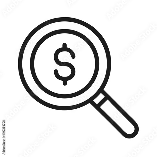 Magnifying Glass with Dollar Sign Icon Representing Financial Search and Money Analysis