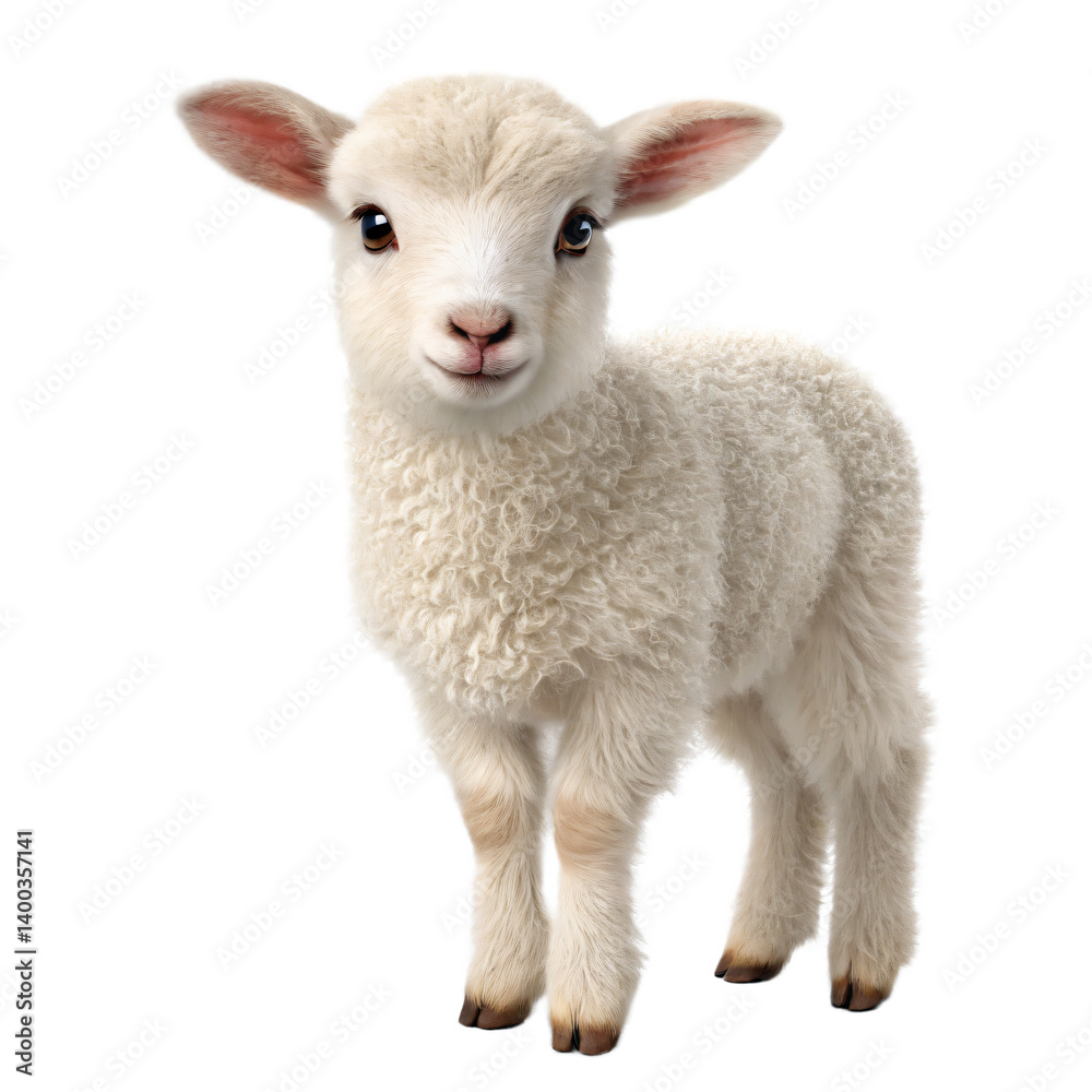 Adorable Fluffy Lamb Cute Baby Sheep Farm Animal White Wool Isolated Adorable Fluffy Lamb Cute Baby Sheep Farm Animal White Wool Isolated