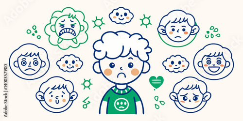 A happy girl with Easter eggs joins a vector family illustration celebrating, A happy girl with joins a vector family illustration celebrating