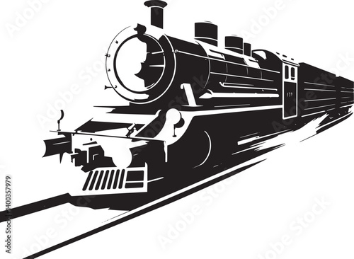 Steam locomotive, retro, vitnage, transport. Hand drawn vector illustration	