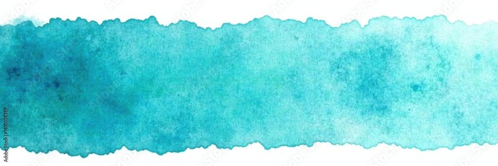 Fototapeta premium Layered aquamarine watercolor washes, textured strip , summer, elegant