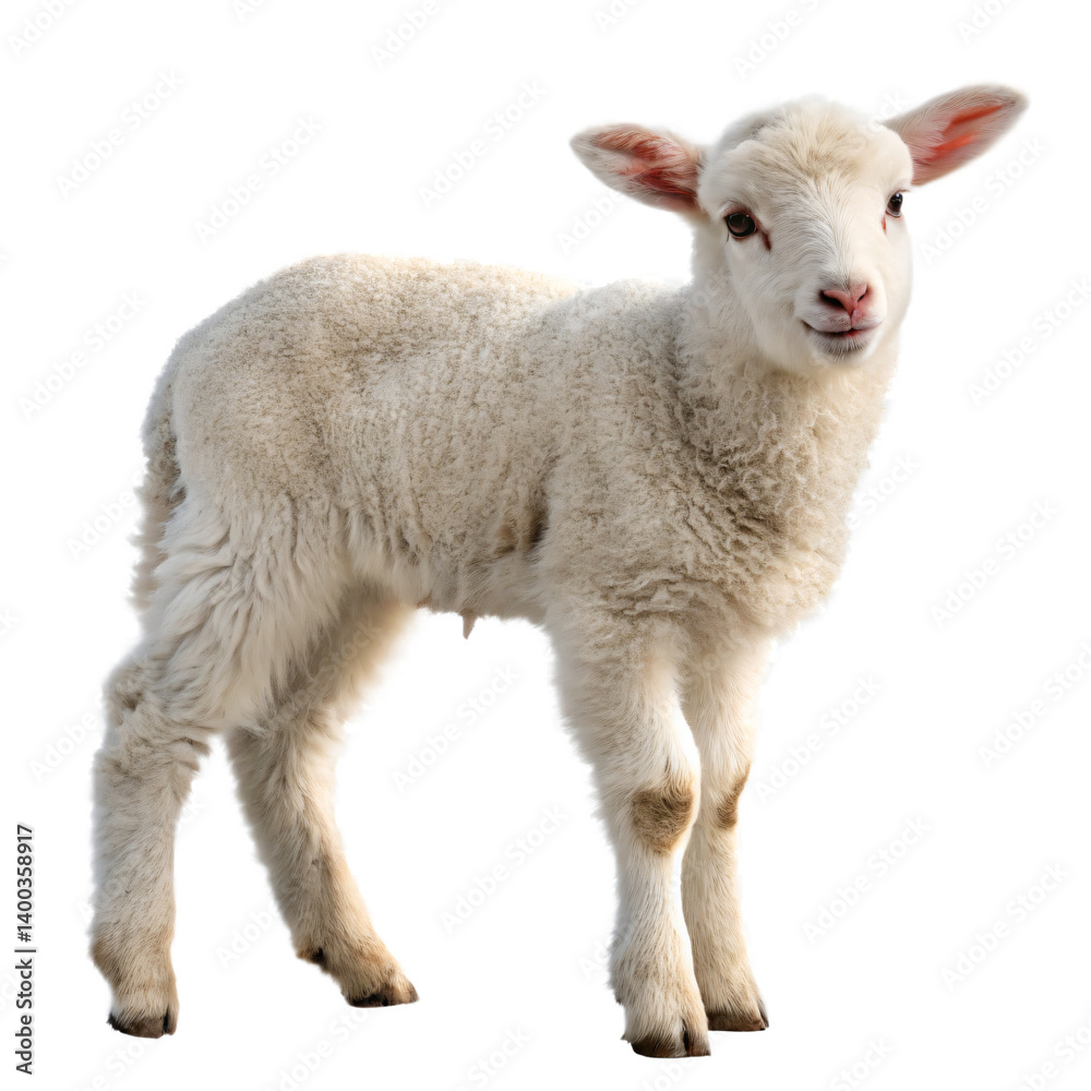 Adorable fluffy lamb young sheep spring farm animal isolated transparent background Adorable fluffy lamb young sheep spring farm animal isolated transparent background