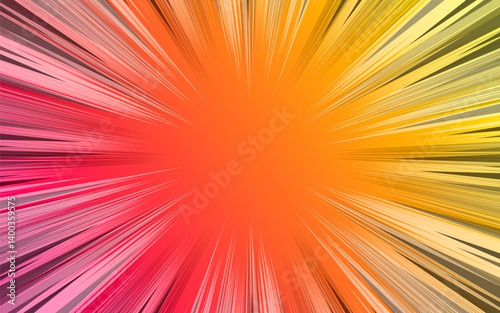 Comic sun rays effect background with halftone. Pop art comic style vector background.