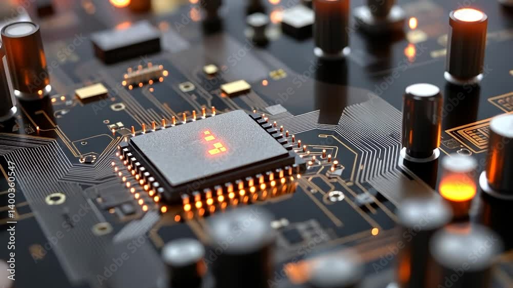 Close-up of a Microchip on a Circuit Board Close-up of a Microchip on a Circuit Board