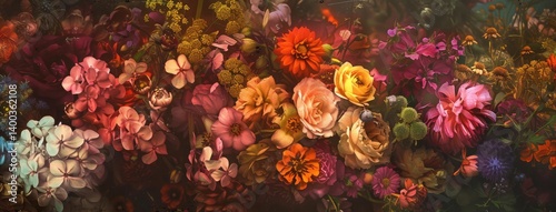 Obraz na płótnie Floral Symphony: A Colorful Bloom w salonie