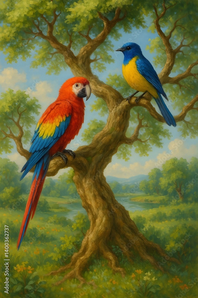 Naklejka premium blue and yellow macaw