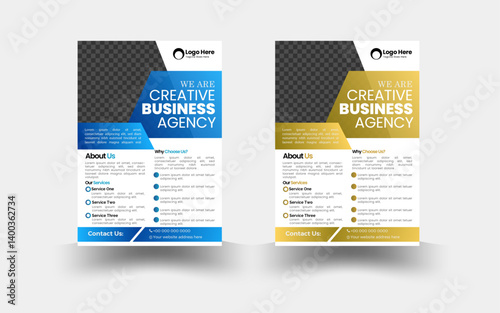  a bundle of 2 templates of different colors a4 flyer template, modern business flyer template, abstract business flyer and creative design, IT company flyer and editable vector template design