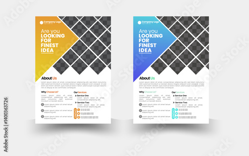 a bundle of 2 templates of different colors a4 flyer template, modern business flyer template, abstract business flyer and creative design, IT company, Leaflet cover presentation abstract geometric 