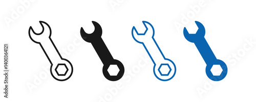 Wrench icon set. Tools icon vector. Repair icon vector. Spanner symbol, Mechanic spanner sign set. Professional mechanical maintenance tool signs