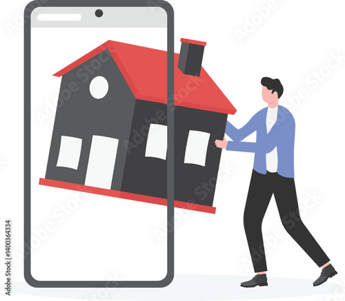 concept of real estate selling, house for sale, online apartment rent.

