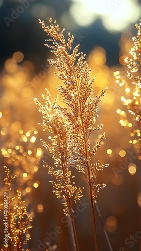 Field of tall dry grass swaying gently in a breeze, warm afternoon sunlight, subtle brushstrokes creating texture in the golden stalks.