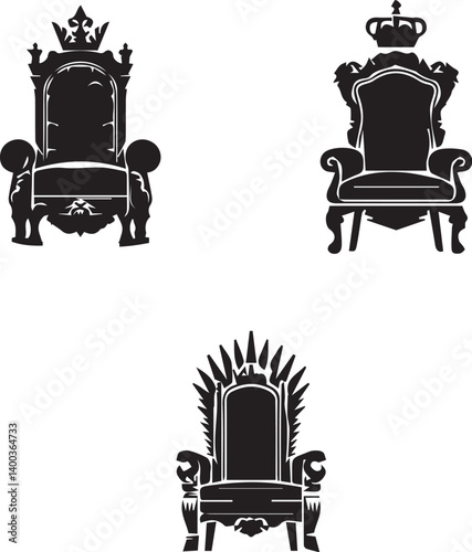 SILHOUTTE OF  KING CHAIR ON CLEAN VECTOR