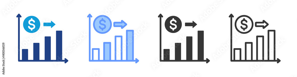 Revenue Forecasting icon set multiple style collection Revenue Forecasting icon set multiple style collection