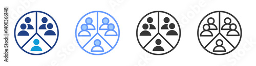 Account Segmentation icon set multiple style collection