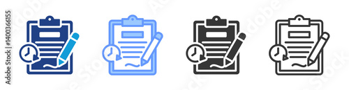 Contract Renewal icon set multiple style collection