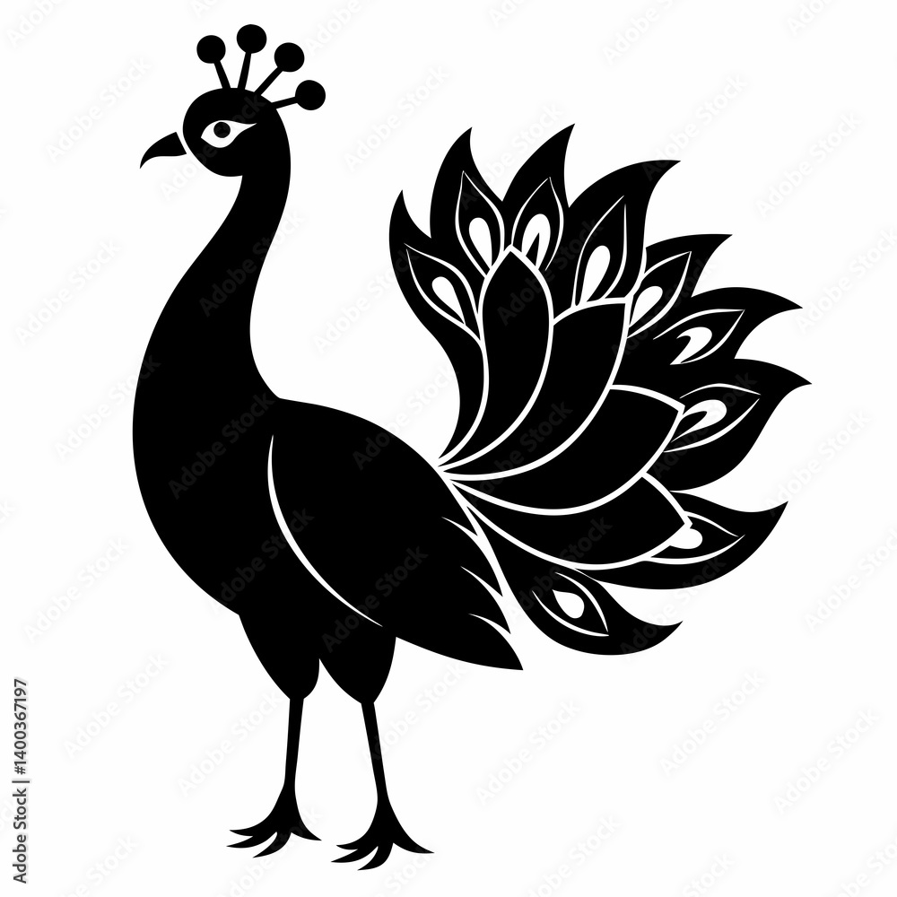 Fototapeta premium Graceful Peacock in Silhouette – Vector Design