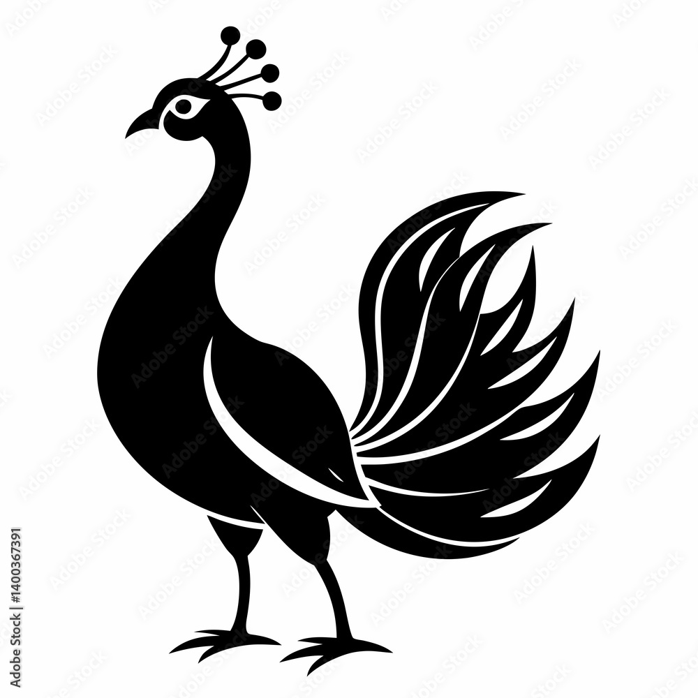 Fototapeta premium Graceful Peacock in Silhouette – Vector Design