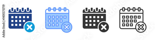 Unavailable Date icon set multiple style collection