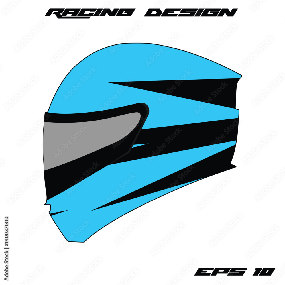 Racing helmet design featuring a sleek blue and black pattern, ideal for motorsport graphics (1)