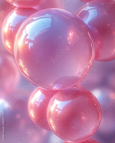 Flat lay with softly illuminated floating pastel spheres and fluid abstract shapes, high-resolution modern clean aesthetic, airy and balanced layout.
