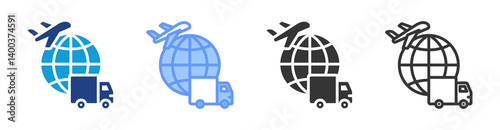 Global Logistics icon set multiple style collection