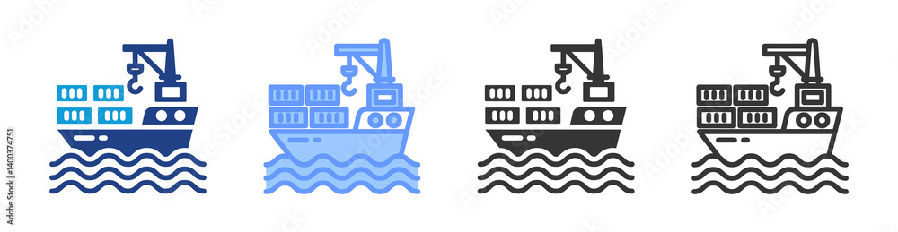 Container Shipping icon set multiple style collection Container Shipping icon set multiple style collection