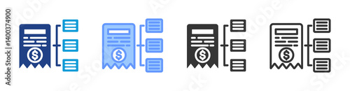 Tariff Classification icon set multiple style collection