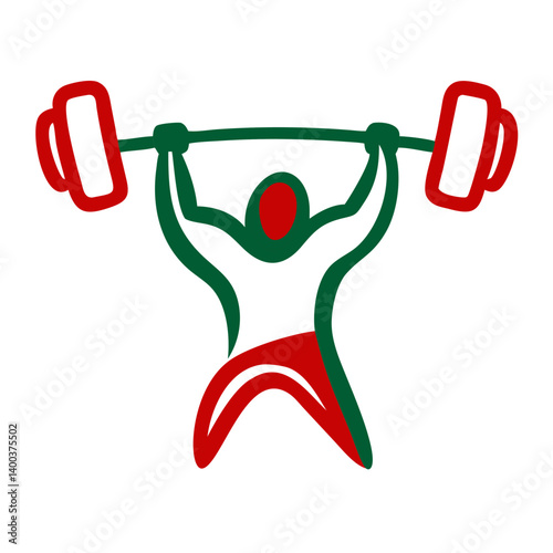 Weightlifter Raising Barbell in Bold Colors  