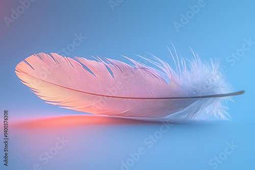 Floating feather, delicate texture, gradient background, airy composition, gentle diffused light.