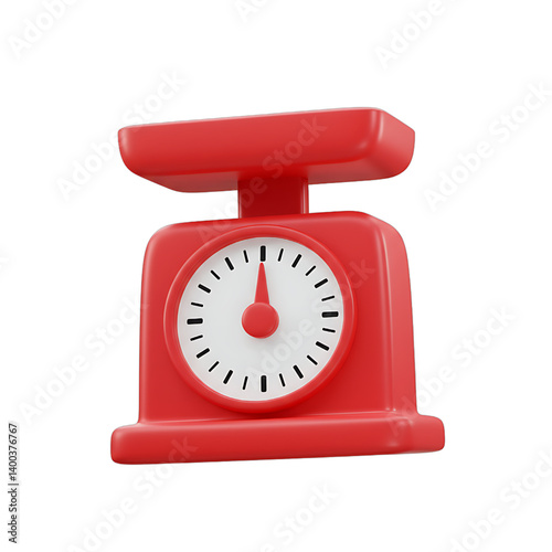 Red Vintage Kitchen Scale 3D Render of Classic Weighing Tool