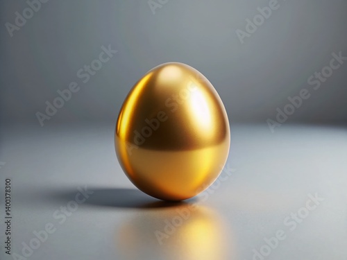 Minimalist Golden Egg on Gray Background - Luxury Fashion Photography