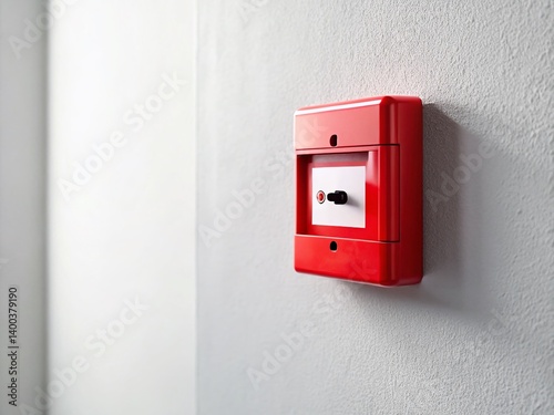 Obraz na płótnie Minimalist Fire Alarm Break Glass Wall Mounted Safety Emergency Red Button w salonie